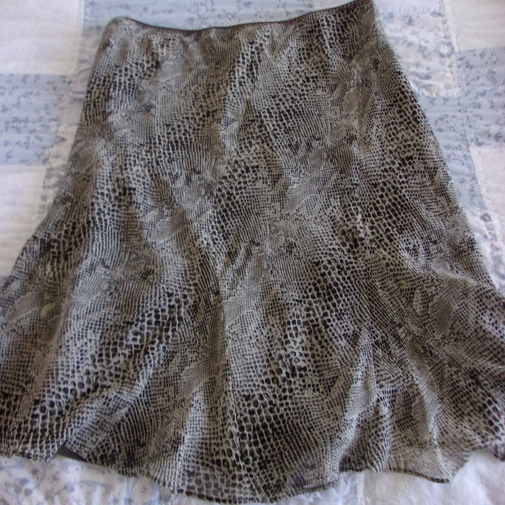 Silk Snakeskin Print Skirt